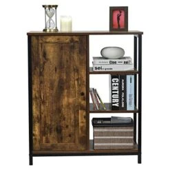 GLACER Industrial Style Floor Cabinet, Multifunctional Floor Storage Cabinet With Adjustable Shelf, Ideal For Living Room, Dining Room, Bedroom Or Entryway, 27.5 X 12 X 32 Inches (Rustic Brown) 10 GLACER Industrial Style Floor Cabinet, Multifunctional Floor Storage Cabinet With Adjustable Shelf, Ideal For Living Room, Dining Room, Bedroom Or Entryway, 27.5 X 12 X 32 Inches (Rustic Brown) -Best Furniture Store 51toT3t7lIL