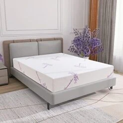  8 Inch Twin Memory Foam Mattress,Cooling Lavender  Mattress In A Box,Medium-Firm Mattress Made In USA,Pressure Relief & Temperature Regulation,Fiberglass-Free,CertiPUR-US Certified -Best Furniture Store 51tvVSRRvSL. AC 1