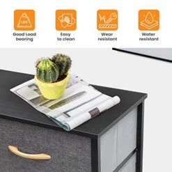 9 Drawers Vertical Storage Tower- Fabric Dresser, Sturdy Metal Frame, Fabric Storage Bins With Wooden Handle And Wooden Top, Organizer Unit For Bedroom/Closet/Hallway/Entryway,Grey -Best Furniture Store 51tyLXH5lPL