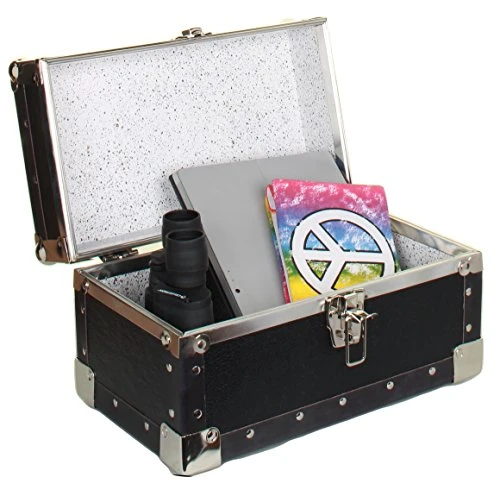 Summer Camp And College Dorm Mini Storage Trunk Organizer Keepsake Box Treasure Chest Footlocker Size 14" L X 8" H X 8" W Light Blue 2 Summer Camp And College Dorm Mini Storage Trunk Organizer Keepsake Box Treasure Chest Footlocker Size 14" L X 8" H X 8" W Light Blue - Image 2