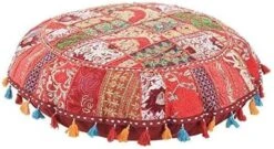 KLAVATE Indian Handmade Vintage Patchwork Cotton Boho Chic Bohemian Hand Embroidered Decorative Ethnic Foot Stool Round Floor Pillows & Cushion Cover Seating Pouf Ottoman (Purple, 18 Inch) 17 KLAVATE Indian Handmade Vintage Patchwork Cotton Boho Chic Bohemian Hand Embroidered Decorative Ethnic Foot Stool Round Floor Pillows & Cushion Cover Seating Pouf Ottoman (Purple, 18 Inch) -Best Furniture Store 51tzttGfKsL. AC