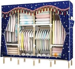 HMGGDD Simple Frame Type Bold Reinforced Cloth Wardrobe Simple Economic Assembled Wardrobe Storage Cabinet (Color : E) 8 HMGGDD Simple Frame Type Bold Reinforced Cloth Wardrobe Simple Economic Assembled Wardrobe Storage Cabinet (Color : E) -Best Furniture Store 51u4PLhPQL. AC