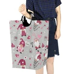 Valentine's Day Gnomes Gray Laundry Basket Collapsible Large Clothes Hamper Nursery Storage Bin With Handle For Kids Room Bedroom Dorm Bathroom -Best Furniture Store 51u5pZ0ziCL