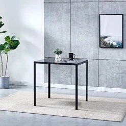 29.5" Dining Table Dinette Table For 2-4 People Tempered Glass Dining Room Table With Metal Legs, Square Kitchen Table For Dining Guest Reception Small Spaces, Black -Best Furniture Store 51u7c0AiTdL. AC