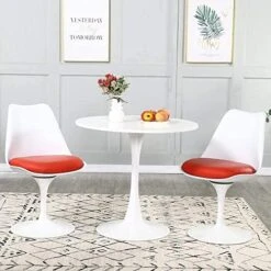 STYLIFING Dining Table 32" Mid-Century Modern Round Dining Table Coffee Table With Round Top And Pedestal Base In White -Best Furniture Store 51uBka2KslL. AC