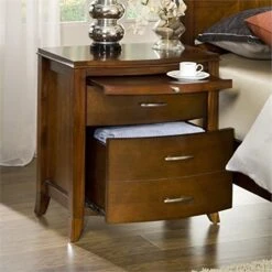BOWERY HILL Transitional 2 Drawer Wooden Bedside Nightstand In Cinnamon -Best Furniture Store 51uEdo8bYWL