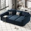 Belffin Modular Velvet Sectional Sofa With Chaise Lounge Sectional Sleeper Sofa With Storage Chaise Sofa Bed Couch For Living Room Blue…