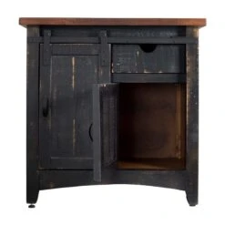 32" Farmhouse Wood Sliding Barn Door Accent Chest In Black -Best Furniture Store 51uW59SazRL