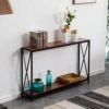 SoSo-BanTian1989 Brown Finish Metal Frame 2-Tier Console Table, Entryway Hallway Sofa Side Furniture