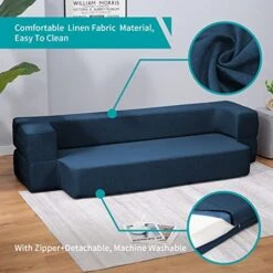 BALUS Folding Sofa Bed, Convertible Sleeper Sofa Bed Queen,Floor Couch Bed,Futon Sofa Bed Memory Foam Mattress,Floor Sofa Bed Twin For Living Room/Bedroom/Guest Room/Home Office,Navy Blue -Best Furniture Store 51ucQKpVtDL