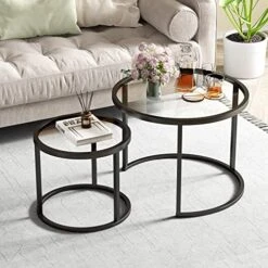 Gold Nesting Coffee Table Set Of 2, Modern Tempered Glass Side Table, Metal Frame End Table,Blue Plated Glass Table For Living Room, Office,Home Decor -Best Furniture Store 51uhzbQi6GL. AC