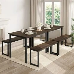 HOMOOI Dining Table Set For 4, 3 Pieces Kitchen Table With 2 Benches, Modern Wood Grains Table And Chairs Dinette Set For Home Kitchen, Dining Room, Restaurant, Industrial Brown 19 HOMOOI Dining Table Set For 4, 3 Pieces Kitchen Table With 2 Benches, Modern Wood Grains Table And Chairs Dinette Set For Home Kitchen, Dining Room, Restaurant, Industrial Brown -Best Furniture Store 51uix8jHxoL. AC