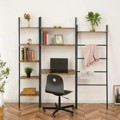 HOOBRO Ladder Shelf, 5-Tier Leaning Shelf Bookshelf, Plant Flower Stand, Storage Display Rack Shelves For Living Room Bathroom Office, Multifunctional Ladder Bookcase Rustic Brown BF71CJ01 9 HOOBRO Ladder Shelf, 5-Tier Leaning Shelf Bookshelf, Plant Flower Stand, Storage Display Rack Shelves For Living Room Bathroom Office, Multifunctional Ladder Bookcase Rustic Brown BF71CJ01 -Best Furniture Store 51ulVaVLKTL