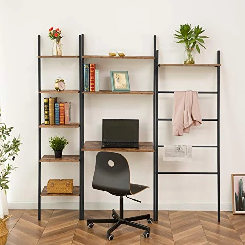 HOOBRO Ladder Shelf, 5-Tier Leaning Shelf Bookshelf, Plant Flower Stand, Storage Display Rack Shelves For Living Room Bathroom Office, Multifunctional Ladder Bookcase Rustic Brown BF71CJ01 5 HOOBRO Ladder Shelf, 5-Tier Leaning Shelf Bookshelf, Plant Flower Stand, Storage Display Rack Shelves For Living Room Bathroom Office, Multifunctional Ladder Bookcase Rustic Brown BF71CJ01 - Image 5