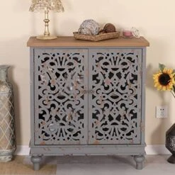 MFSTUDIO Accent Tall Wood Storage Cabinet Buffet Sideboard Hollow-Carved Floral 2 Doors Distressed Decorative For Living Room Kitchen Stand Entryway Hallway, 13.8" Dx31.5 Wx47.4 H, Blue 26 MFSTUDIO Accent Tall Wood Storage Cabinet Buffet Sideboard Hollow-Carved Floral 2 Doors Distressed Decorative For Living Room Kitchen Stand Entryway Hallway, 13.8" Dx31.5 Wx47.4 H, Blue -Best Furniture Store 51umrpqEBL. AC