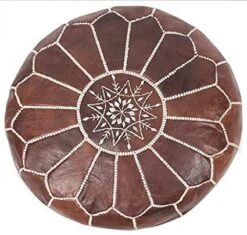 Moroccan Leather Pouf - Living Room Decor - Handmade Leather Pouffe - Luxury Dark Brown Pouf - Hassock & Ottoman Footstool - Royal Wedding Gift - Genuine Goatskin Leather - Ottoman Pouf - Unstuffed