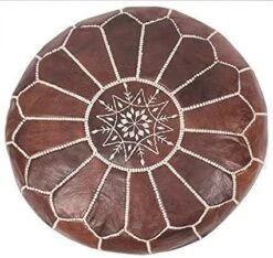 Moroccan Leather Pouf - Living Room Decor - Handmade Leather Pouffe - Luxury Dark Brown Pouf - Hassock & Ottoman Footstool - Royal Wedding Gift - Genuine Goatskin Leather - Ottoman Pouf - Unstuffed -Best Furniture Store 51uwI2KzAKL. AC