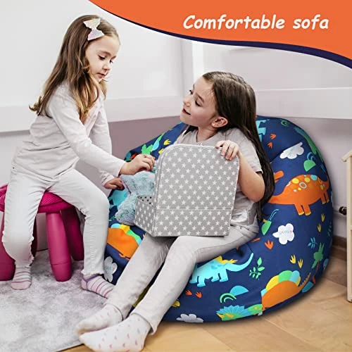 Hadieru Stuffed Animal Storage Bean Bag Chairs For Kids, Stuffable Canvas Bean Bag Cover Only Without Filler Kids Toy Storage Organizer(Dinosaur) 4 Hadieru Stuffed Animal Storage Bean Bag Chairs For Kids, Stuffable Canvas Bean Bag Cover Only Without Filler Kids Toy Storage Organizer(Dinosaur) - Image 4