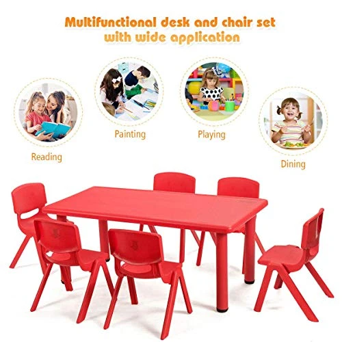 Costzon Plastic Stackable School Chairs, 6 Pack, Kids Learning Chairs With 11 Inch Seat Height, Carrying Handle, Waterproof Children Chairs For Playrooms, Schools, Daycares And Home (6 Pack, Red) 5 Costzon Plastic Stackable School Chairs, 6 Pack, Kids Learning Chairs With 11 Inch Seat Height, Carrying Handle, Waterproof Children Chairs For Playrooms, Schools, Daycares And Home (6 Pack, Red) - Image 5