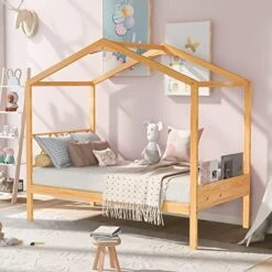 Merax House Bed Frame Floor Bed For Kids And Toddler. Wood Twin Bed Frame For Boys And Girls, House Shaped, Twin And Full -Best Furniture Store 51vaCt3b8uL. AC