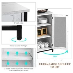 LVSOMT Buffet Cabinet With Storage, Kitchen Storage Cabinet, Industrial Farmhouse Barn, Coffee Bar Table, Multipurpose Side Console Table (White) -Best Furniture Store 51vcfx8rpBL