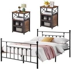 Twin Bed Frame And Versatile Nightstands Set Of 2, Platform With Headboard,Night Stands Side End Tables With Storage Drawers For Bedroom, Living Room, Easy Assemble, Black+Brown 21 Twin Bed Frame And Versatile Nightstands Set Of 2, Platform With Headboard,Night Stands Side End Tables With Storage Drawers For Bedroom, Living Room, Easy Assemble, Black+Brown -Best Furniture Store 51vd9H9GiLL. AC