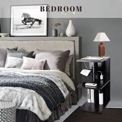 YAKANJ End Table With Charging Station,Stylish Narrow End Table With USB Ports And Outlets,Cute Rolling Nightstand Bedside Table For Any Space Couch Sofa Side Table For Living Room Bedroom-Black 9 YAKANJ End Table With Charging Station,Stylish Narrow End Table With USB Ports And Outlets,Cute Rolling Nightstand Bedside Table For Any Space Couch Sofa Side Table For Living Room Bedroom-Black -Best Furniture Store 51vdlGnWh6L