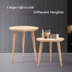 WoodShine Side Table Small Round Solid Wood Sofa Table End Tables Accent Nesting Coffee Table Natural(H:14.37inch) 17 WoodShine Side Table Small Round Solid Wood Sofa Table End Tables Accent Nesting Coffee Table Natural(H:14.37inch) -Best Furniture Store 51vkbYGftgL