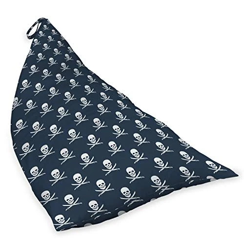 Ambesonne Pirates Lounger Chair Bag, Jolly Roger Pattern In Classic Nautical Colors Dangerous Halloween Character, High Capacity Storage With Handle Container, Lounger Size, Dark Blue White 2 Ambesonne Pirates Lounger Chair Bag, Jolly Roger Pattern In Classic Nautical Colors Dangerous Halloween Character, High Capacity Storage With Handle Container, Lounger Size, Dark Blue White - Image 2