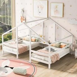 GLORHOME Twin Size Low Loft Bed House Bedframe With Roof And 2 Windows,Wood Slat Support, Fun Bedroom Furniture For Kids, White 24 GLORHOME Twin Size Low Loft Bed House Bedframe With Roof And 2 Windows,Wood Slat Support, Fun Bedroom Furniture For Kids, White -Best Furniture Store 51vwIbYy94L. AC