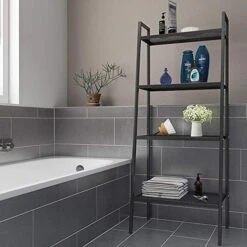 Samanoya Ladder Bookshelf 4 Levels,Wide Industrial Ladder With Sturdy Metal Frame,Open Display Shelf Storage Flower Shelf,Home Kitchen Office Organizer Rack -Best Furniture Store 51w8JiyL2vL