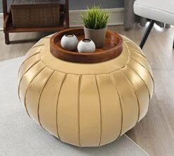C COMFORTLAND Unstuffed Pouf, Faux Leather Poufs Cover, Large Round Poof Ottomans, Floor Bean Bag Ottoman, Foot Rest Storage Pouffe For Living Room, Bedroom, Or Gifts Gold -Best Furniture Store 51w8UbpX0gL