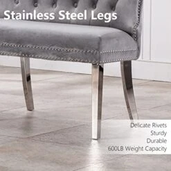 UDAX Velvet Bench With Back, Upholstered Armless Couch Settee With Button Tufted Backrest Nailhead Around, Light Grey 13 UDAX Velvet Bench With Back, Upholstered Armless Couch Settee With Button Tufted Backrest Nailhead Around, Light Grey -Best Furniture Store 51wPcMtYpVL