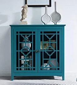 WTRAVEL Buffet Sideboard Kitchen Buffet Storage Cabinet, 2 Doors Storage Cabinet With Adjustable Shelves, Wood Console Table For Kitchen, Dining, Living Room, Teal Blue -Best Furniture Store 51wS0iZ3 1L. AC