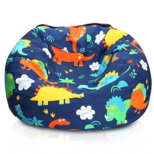 Hadieru Stuffed Animal Storage Bean Bag Chairs For Kids, Stuffable Canvas Bean Bag Cover Only Without Filler Kids Toy Storage Organizer(Dinosaur) 1 Hadieru Stuffed Animal Storage Bean Bag Chairs For Kids, Stuffable Canvas Bean Bag Cover Only Without Filler Kids Toy Storage Organizer(Dinosaur)