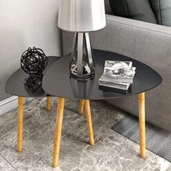Bamboo White Nesting End Table - Side Tables Living Room Tables, Nesting Tables Set Of 2 Small Coffee Table, Modern Minimalist Triangle Center Table For Sofa Bedside Bedroom Apartment Ofiice -Best Furniture Store 51wlmK589mL. AC
