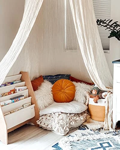 KidKraft Wood And Canvas Sling Bookshelf Furniture For Kids – Natural, Gift For Ages 3+ 3 KidKraft Wood And Canvas Sling Bookshelf Furniture For Kids – Natural, Gift For Ages 3+ - Image 3