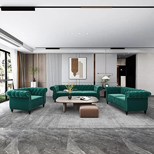 QHITTY 2 Piece Living Room Set, Sectional Chesterfield Sofa Chair Contemporary Upholstered Velvet Loveseat Couch Sets For Living Room, Bedroom, Office 10 QHITTY 2 Piece Living Room Set, Sectional Chesterfield Sofa Chair Contemporary Upholstered Velvet Loveseat Couch Sets For Living Room, Bedroom, Office - Image 10