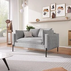 2-Piece Linen Fabric Sofa Set With USB Charging Ports, Morden Style Upholstered Sofa And Loveseat Sets With 3 Seat Sofa Couch And Loveseat Sofa For Living Room, Apartment (2+3 Seat, Grey) -Best Furniture Store 51xEUbFsZwL