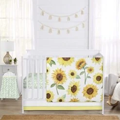Sweet Jojo Designs Sunflower Boho Floral Girl Small Fabric Toy Bin Storage Box Chest For Baby Nursery Or Kids Room - Yellow, Green And White Farmhouse Watercolor Flower -Best Furniture Store 51xRQitOTUL