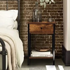 TRINEAR Nightstand Set Of 2, Side End Table With Storage Drawer & Shelf, Wood Bedside Sofa Table For Bedroom, Living Room, Rustic Brown 11 TRINEAR Nightstand Set Of 2, Side End Table With Storage Drawer & Shelf, Wood Bedside Sofa Table For Bedroom, Living Room, Rustic Brown -Best Furniture Store 51xRjQgMJXL