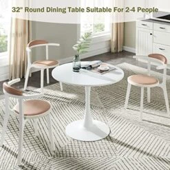 STYLIFING Dining Table 32" Mid-Century Modern Round Dining Table Coffee Table With Round Top And Pedestal Base In White -Best Furniture Store 51xTLQ8E9AL
