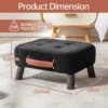 Small Foot Stool Ottoman, Black Velvet Ottoman Rectangle Footrest, Bedside Step Stool With Wood Legs, Small Rectangular Stool, Foot Rest For Couch, Small Ottoman For Desk, Living Room, Bedroom, Patio