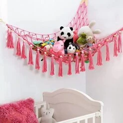 FDSF Stuffed Animal Toy Hammock Hanging- Boho Toy Hammock Organizer Stuffed Animal Storage Plush Toys Net Holder Pink -Best Furniture Store 51xZjmIqTfL