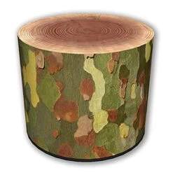 ZTOZZ Round Pouf Indoor - Printed Ottoman Foot Stool For Dining, Living Room Or Bedroom With Removable Cover - Platan Print