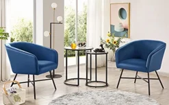 Yaheetech Round Nesting End Table Set Of 2,Stacking Side Tables,Coffee Tables Set W/Metal Frame & Glass Top & Protective Foot Pads For Small Space, Living Room, Office- Black -Best Furniture Store 51xqkx9qflS