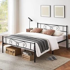 Queen Bed Frame Platform With Headboard And Footboard Metal Bed Mattress Foundation With Storage No Box Spring Needed Black (Queen) -Best Furniture Store 51xu83mRnkL. AC