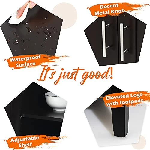 LOKO Buffet Cabinet With Storage, Freestanding Kitchen Cabinet With Adjustable Shelf, Storage Sideboard Console Table, 45 X 20 X 36 Inches (Brown) 4 LOKO Buffet Cabinet With Storage, Freestanding Kitchen Cabinet With Adjustable Shelf, Storage Sideboard Console Table, 45 X 20 X 36 Inches (Brown) - Image 4