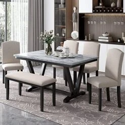 GLANZEND Multipurpose Set With 3 Upholstered Stools, Easy To Assemble, Table Weight Capacity 350 LBS, For Living, Guest Room, Home Bar, Kitchen, Gray -Best Furniture Store 51xz1bKLdkL. AC