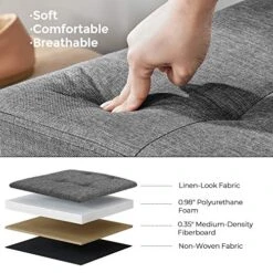 SONGMICS 43 Inches Folding Storage Ottoman Bench, Storage Chest, Foot Rest Stool, Bedroom Bench With Storage, Holds Up To 660 Lb, Dark Gray ULSF77K -Best Furniture Store 51y6TRl4nsL